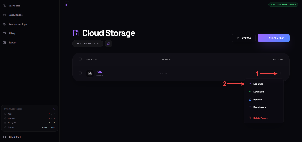 Edit Code Option